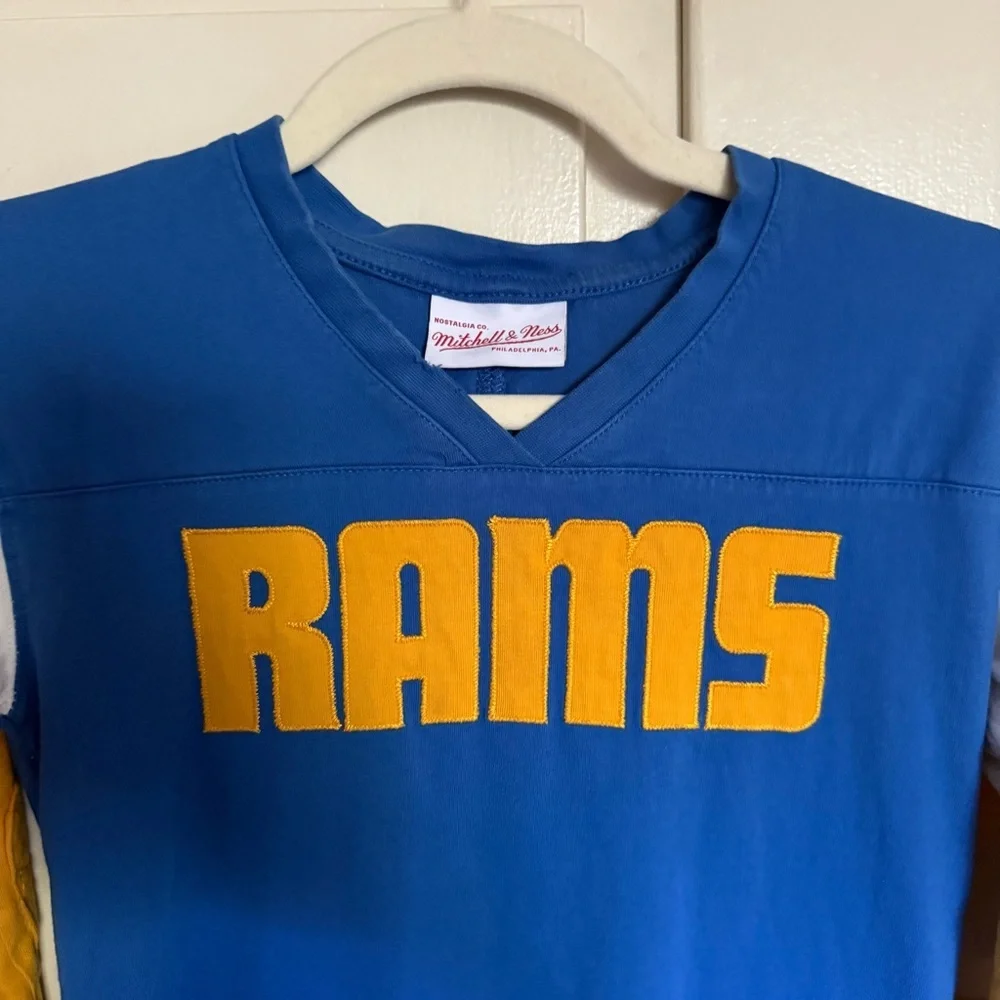 Mitchell &‎ Ness LA Rams 1979 Throwback Football Kids Long Sleeve Shirt Small